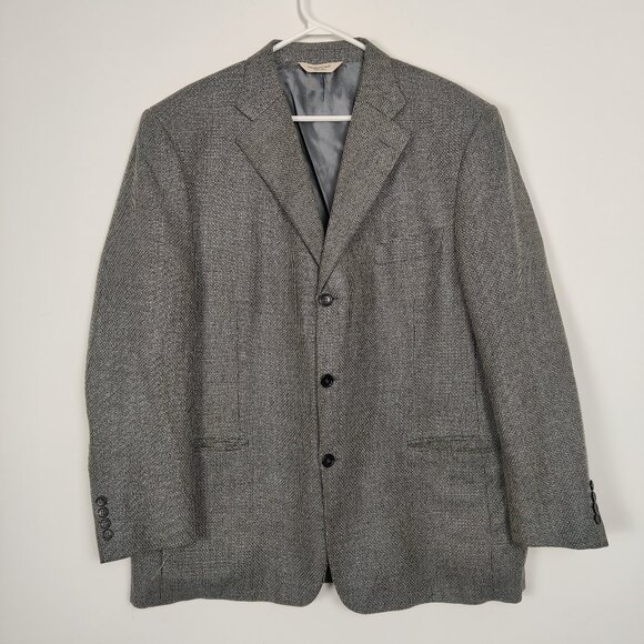 Moores Men's Blazer Black White Size 46R Silk Wool Old Money Quiet Luxury - Picture 1 of 7